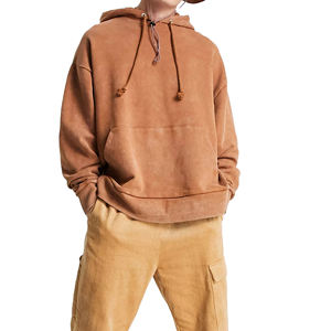 Wholesale 500Gsm Heavyweight Thermal <b>Sweatshirt</b> <b>Vintage</b> Distressed <b>Oversized</b> Hoodie for Men 100% Cotton Acid Stonewashed Winter - Product Image 1