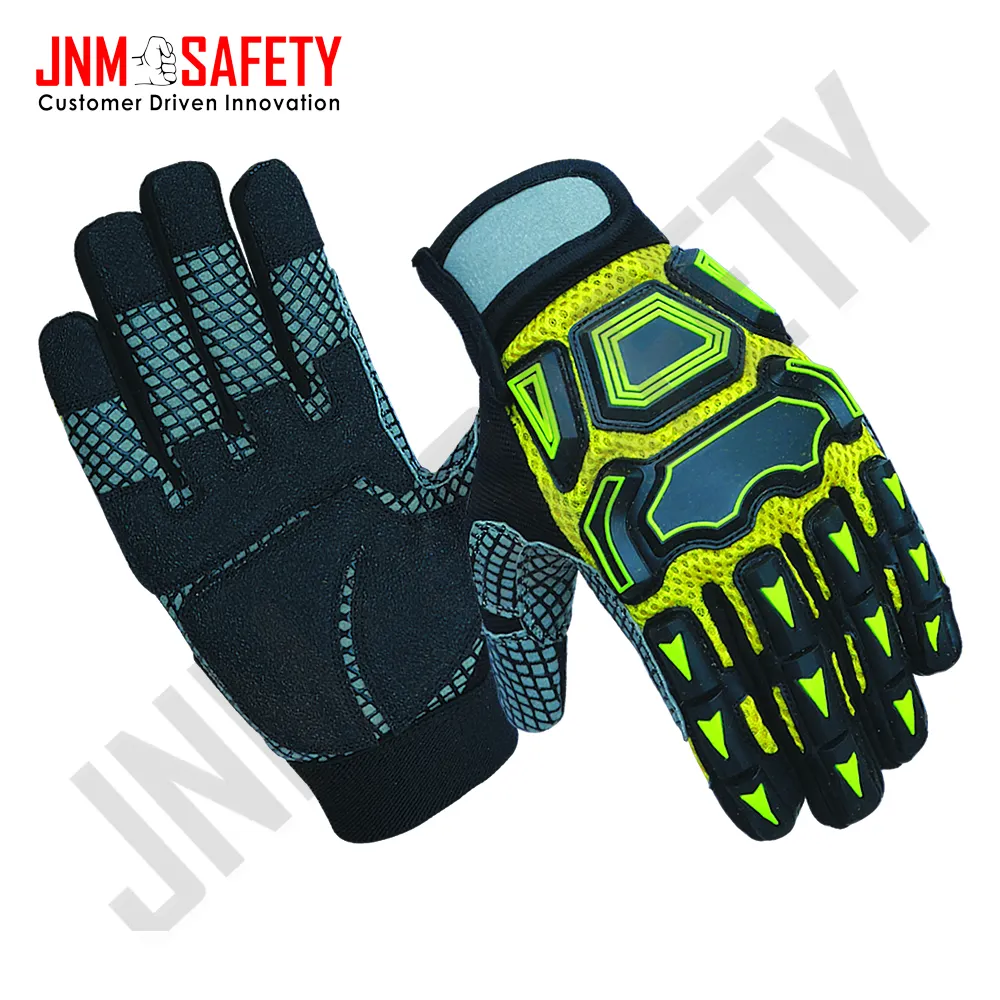 Mechanic Safety Impact Resistant Gloves with Synthetic Leather Breathable Spandex Laminated Industrial Protection Work Gloves