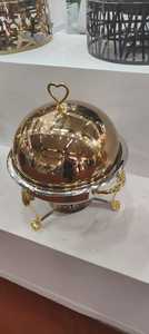 Chauffe-plats en acier inoxydable de haute qualité motif rond ensemble de service de buffet à l'état neuf pour les fêtes et les buffets - Product Image 3