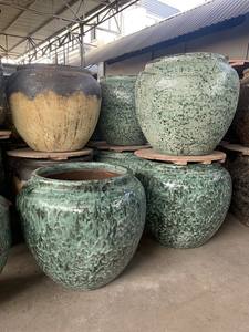 Grand pot en céramique émaillée moderne avec trou de drainage pour jardin intérieur/extérieur et décoration intérieure - Product Image 3