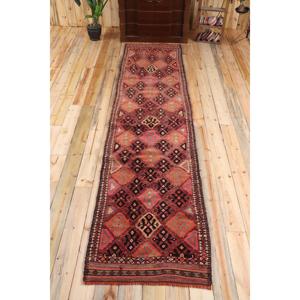 Vintage Turkish <b>Runner</b> Rug 2.7x11.7 ft, Herki <b>Red</b> Wool Rug - Product Image 1