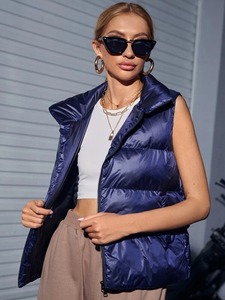 Chaqueta acolchada de invierno de último estilo de alta calidad para mujer, chaquetas acolchadas informales sin mangas al por mayor - Product Image 5