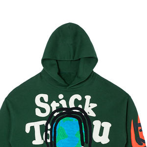 2025 <b>Men</b> Luxury Streetwear <b>Fleece</b> Pullover Puff Print <b>Hoodie</b> Oversized Winter <b>Hoodie</b> with Custom Drawstring and Solid Pattern - Product Image 5