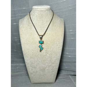 Handmade #8 Turquoise & Rose Gold Pendant Princess Cut Diamond Bezel Set Ethnically Styled Navajo Made Sterling <b>Silver</b> <b>Charm</b> - Product Image 6