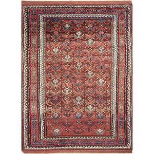 Alfombra Kiaan Grande de Lana Anudada a Mano, Rectangular 9x12, Patrón Geométrico Abstracto para Entrada, Pasillo, Modelo Paem-199 Rojo Naranja - Product Image 1