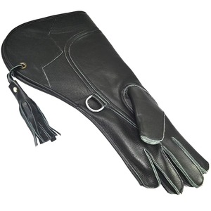Gants de fauconnerie en cuir de vache nubuck noir au design personnalisé Piège à animaux brillant et doux au toucher - Product Image 3