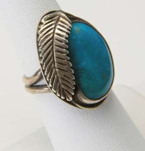 แหวนเงินสเตอร์ลิงและเทอร์ควอยส์วินเทจขนนกขนาดตะวันตกเฉียงใต้มีลายเซ็นของขวัญวันเกิด7.5สำหรับผู้หญิงและเด็กผู้หญิง - Product Image 2