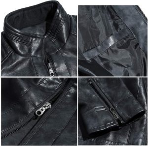แจ็กเก็ตหนังแท้สีดำสำหรับผู้ชายแจ็คเก็ตบอมเบอร์มีซิปรูดโลโก้ตามสั่ง - Product Image 6