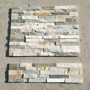 Ánh sáng màu be quartzite xếp chồng lên nhau đá Ledger tấm tự nhiên <span class=keywords><strong>Slate</strong></span> tường ốp cho nội thất bên ngoài trang trí chia mặt thiết kế - Product Image 1