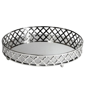 Dernier modèle Design Plateau miroir décoratif à rebord doré Prix abordable Plateaux de Noël Plateaux de service en métal - Product Image 2