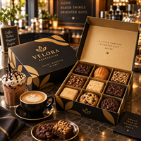 Boîte cadeau chocolat AT PACK personnalisée à 9 compartiments, boîte d'emballage pour desserts en carton alimentaire avec insert pour boulangerie, café
