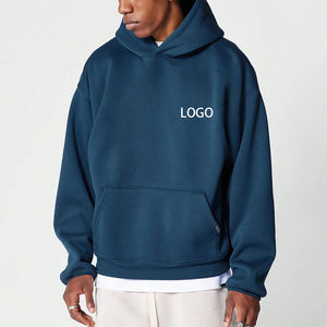 Pull à capuche surdimensionné pour hommes avec logo personnalisé, manches longues sans ficelles, coupe ample, avec poche, teint uni, haute qualité - Product Image 1