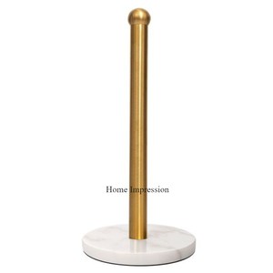 Accessoires de salle de bain et de cuisine Fournitures Support et base en aluminium moulé de haute qualité plaqué or avec dessus en boule de marbre blanc Designer - Product Image 6