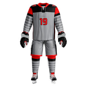 Uniforme de hockey sur glace unisexe en polyester pour adultes, vêtements de sport, quantité minimale de commande bas, uniforme de hockey sur glace imprimé avec nom de l'équipe - Product Image 2