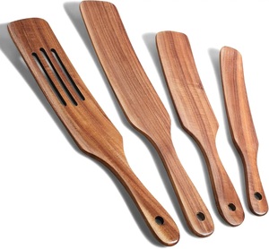 Cuillère en bois de cuisine faite à la main outils ustensiles de cuisine antiadhésifs écologiques ensemble de cuillères à spatule en bois naturel pour la cuisson - Product Image 4