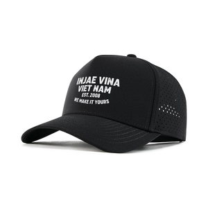 High Quality 100% Polyester Structured 5 Panel Laser Cut Perforated Golf Hat Custom Heat Printed Logo <b>Waterproof</b> <b>Cap</b> For Running - Product Image 3