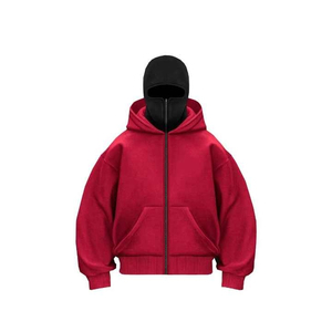 Personalizable 100% algodón personalizado sudaderas con capucha de los hombres de la calle de gran tamaño Zip Drop Shoulder 100% algodón sudaderas con capucha de cara completa - Product Image 2