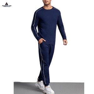 ชุดเสื้อสเวตเตอร์คอกลมและกางเกงจ๊อกกิ้งของผู้ชายชุดวิ่งแบบเรียบสำหรับออกกำลังกาย2025โลโก้ออกแบบได้ตามต้องการ - Product Image 1