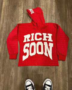 Haute Qualité Personnalisé Strass Hoodies Broderie Applique Essentiel Brut Ourlet Crop Hoodies 400GSM 100% Coton Terry À Capuche - Product Image 3