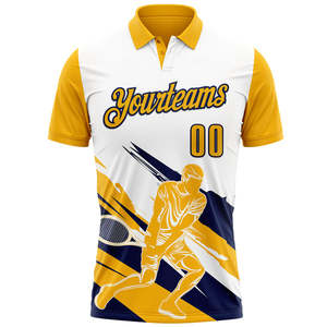 เสื้อโปโลพิมพ์ลายเทนนิสบอลแบบซับลิเมชันสำหรับใส่สบายสไตล์พลัสไซส์ผ้าถักเนื้อแข็ง - Product Image 3