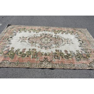 Classic Beige <b>Pink</b> 5.6 X 9.4ft Large Area Turkish Rug Wool PP Material <b>Latex</b> Backing Abstract for Entryway Hallway Rectangle - Product Image 3