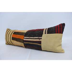 Tapis Vintage en Laine Kilim 12x36 Pouces Tissé Motif Beige - Product Image 4