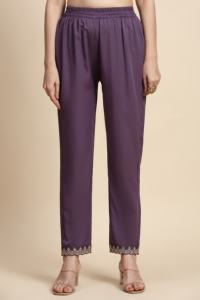 Conjunto de Kurta Anarkali Étnico Morado G249 para Mujer de Trendmalls, Salwar Dupatta de Crepé Chinon con Bordado y Lentejuelas, Estilo Indio Pakistaní - Product Image 5