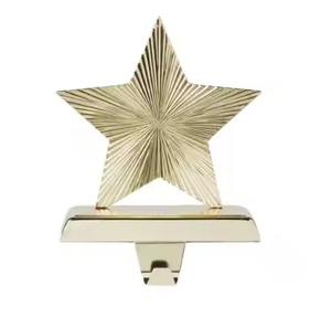 Gold Ornate Star Metal Stocking Holder Elegant <b>Christmas</b> Mantel Hook Decorative Festive Holiday Hanger Classic Home Decor - Product Image 4