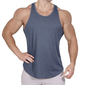 Summer Fit Stringer Men's Gym Wear Workout Training Clothing Plain Longline Muscle Sleeveless High Quality Activewear Tank Top - Product Image 4