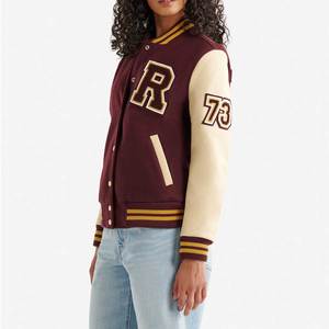 Blousons universitaires de baseball pour femmes, vestes de printemps 2025, manteaux à manches en cuir, blousons Letterman - Product Image 2