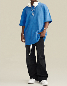 Wholesale Custom OEM 2026 New Arrive 100%Cotton Heavy Washed Solid Color T-Shirt Plus Size Men's Short Sleeve Oversize <b>Tshirt</b> - Product Image 2