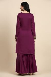 Trendmalls Conjunto de bordado de seda de arte étnico para mujer Salwar Kurta con Dupatta () - Product Image 4