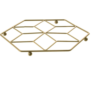 Dessous de plat en aluminium hexagonal doré écologique personnalisé Unique décoratif Design contemporain cuisine Table à manger décor à la maison - Product Image 1