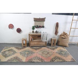 3.3x8.8 ft Turkish Rug, Vintage <b>Runner</b> Rug, Brown <b>Green</b> Animal Print Rug - Product Image 3