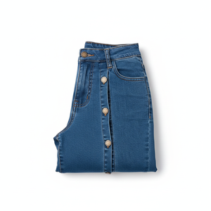 Jean évasé sexy à découpes pour femme – Nouvelle arrivée – Pantalon en denim taille haute à jambe large avec détail chaîne latérale – Style streetwear Y2K - Product Image 6