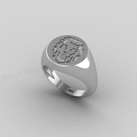 Bague signet cocktail audacieuse style ottoman en argent massif 925 plaqué or 18 carats avec gravure profonde tête de lion, best-seller