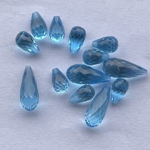Pierres précieuses en vrac de topaze bleue naturelle non percées, facettées, de qualité AAA, certifiées IGI, 8 mm, 10 mm, 16 mm - Product Image 1