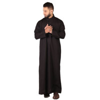 Thobe / Thawb Hecho a Mano con Cuentas, Ropa Tradicional Musulmana de Alta Costura para Hombre, Talla Grande, Ropa Casual de Calle, Poliéster, Manga Larga