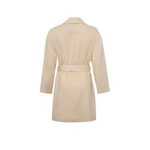 Chaqueta Bomber Beige de Lino con Cinturón - Ropa de Abrigo Transpirable para Primavera - Product Image 3