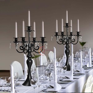 Excellent Quality Tall Black Modern Table Centerpiece Decorative 5 Arms Black Color Crystal Candelabra For Events and Party Use - Product Image 6