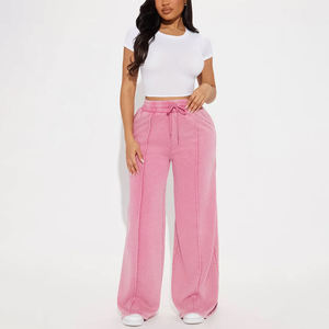 กางเกงจ็อกเกอร์เอวสูงทันสมัย ขายส่ง กางเกงวอร์มสีชมพู สตรีทแวร์ กางเกงเอวสูง ระบายอากาศได้ดี กางเกงวอร์มสำหรับฤดูหนาว รับสกรีนโลโก้ - Product Image 3