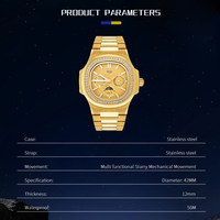 Reloj de Lujo GFL-JR005 con Manecillas Luminosas, Reloj de Hombre de Acero Inoxidable, Relojes de Pulsera Mecánicos de Moda, OEM ODM