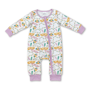 Pyjamas pour bébés et enfants à manches longues, thème Mardi Gras, OEM/ODM/RTS, vêtements pour filles, ensembles de vêtements pour filles, vêtements Mardi Gras. - Product Image 4