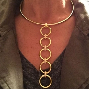 Collar de Cadena con Eslabones Geométricos de Latón Chapado en Oro, Estilo Minimalista, Unisex, para Uso Diario y Fiestas, Personalizable - Product Image 1