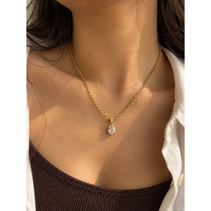 Oval Solitaire Link <b>Necklace</b>-Fashion Chains for Women - Product Image 2