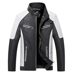 Veste en cuir PU en peau de mouton pour hommes élégants pour automne hiver tissu en toile avec patchwork et fermetures éclair pour toute occasion - Product Image 5