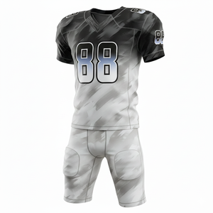 Ensemble de maillot et short de football américain personnalisable, 100% polyester, respirant et grande taille avec position du logo sur le devant - Product Image 3