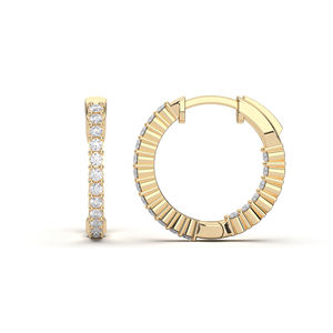 Lujosos pendientes de aro de moissanita redondos de 0.50Ct brillo brillante en oro de 14K OEM al por mayor - Product Image 2