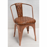 Chaise de salle à manger tendance au design industriel, avec assise en cuir véritable et structure en métal robuste, idéale pour la maison, le bureau, l'hôtel et l'école.