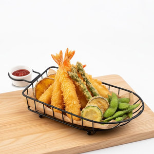 Panier de service en fil de fer long pour aliments et collations, avec poignée, vente en gros - Product Image 1